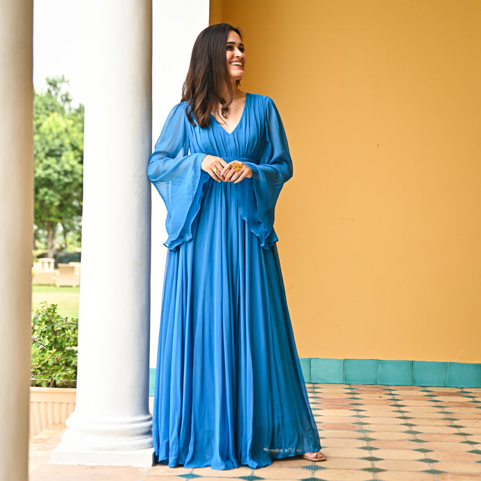 Swedish Blue Flared Dress